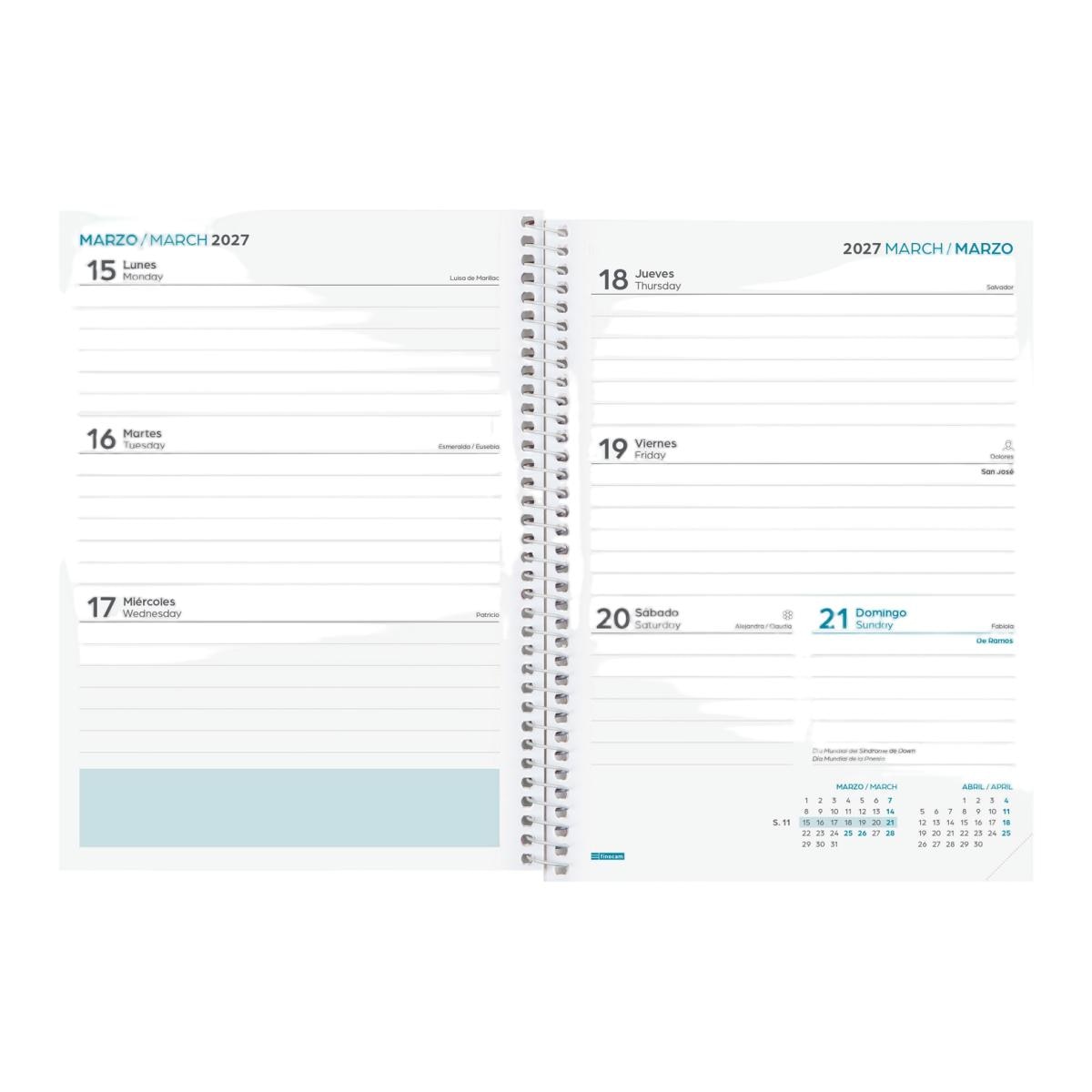 Agenda curso 2026-2027 Secundaria 4º-155x212 mm semana vista horizontal Fiori Finocam multilingüe 5