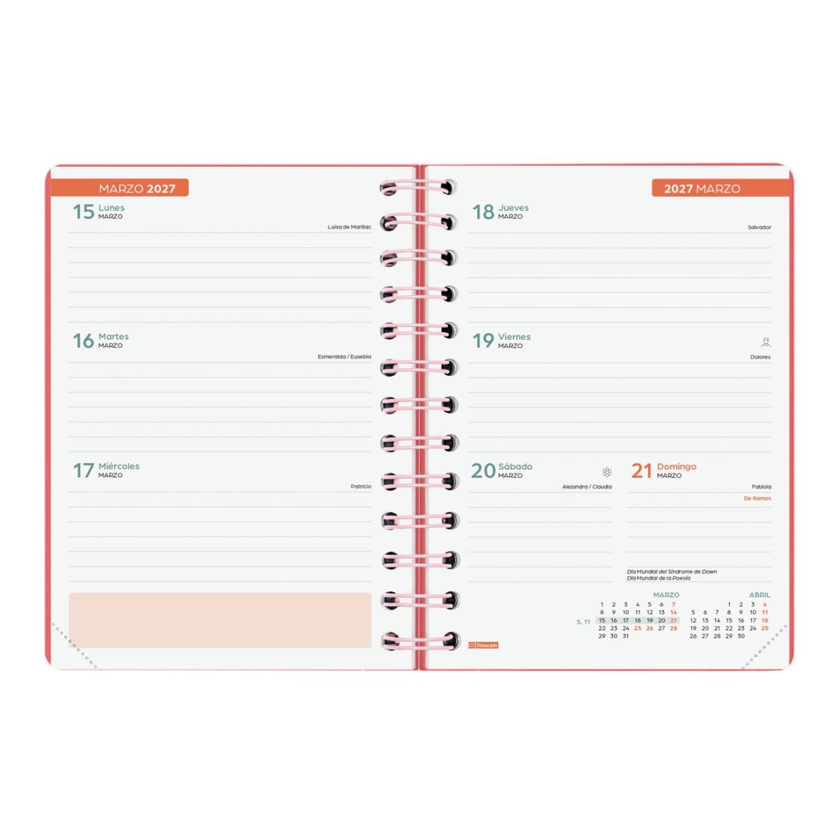 Agenda curso 2026-2027 Cosmo 8º-120x169 mm semana vista horizontal Finocam rojo Rojo-6