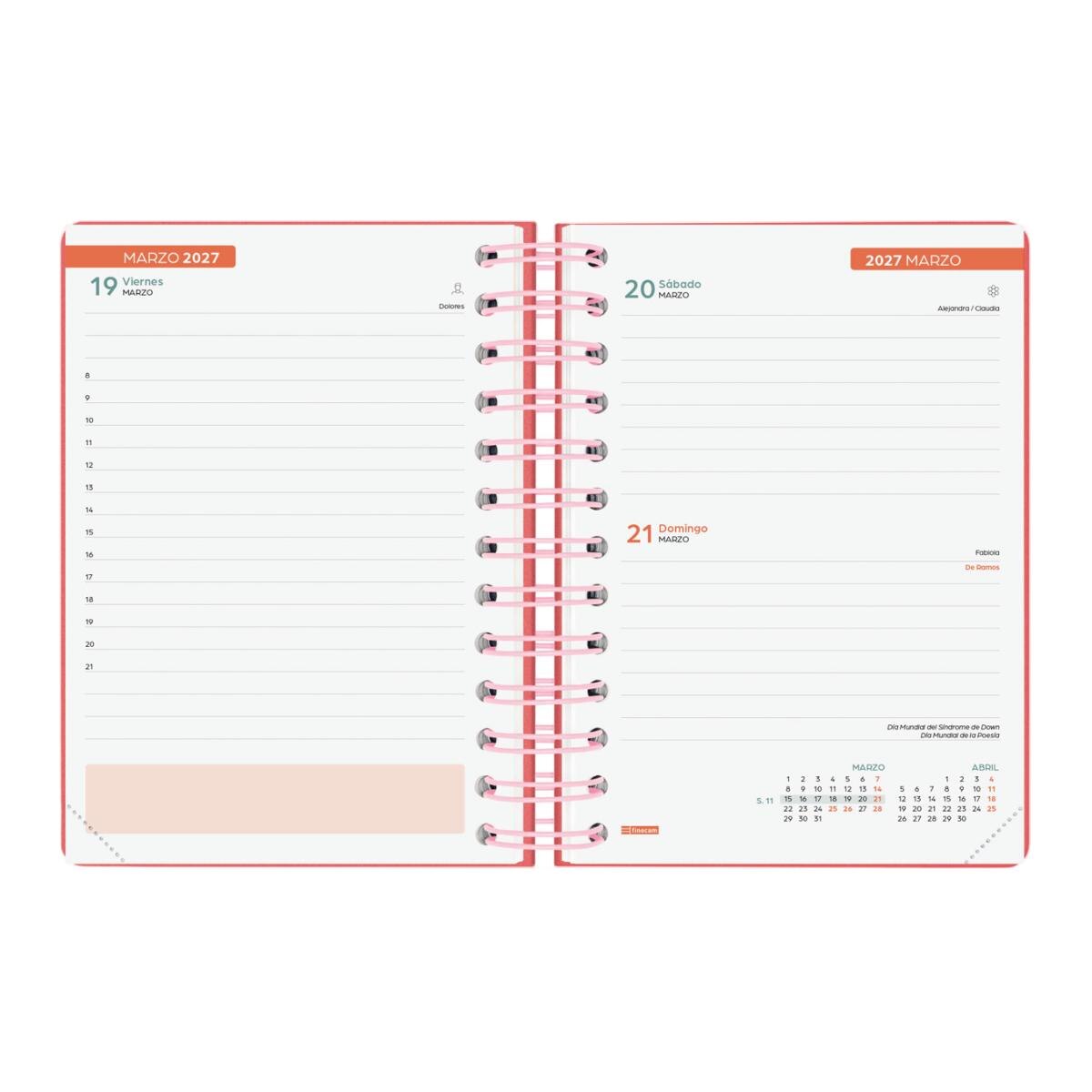 Agenda curso 2026-2027 Cosmo 8º-120x169 mm 1 día página Finocam rojo Rojo-6