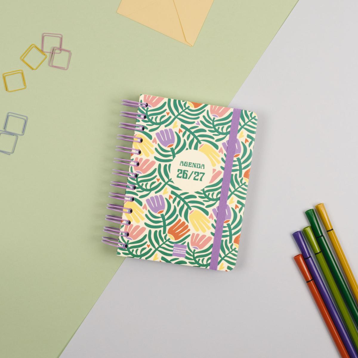 Agenda curso 2026-2027 Cosmo 8º-120x169 mm 1 día página Garden Finocam Multicolor-2