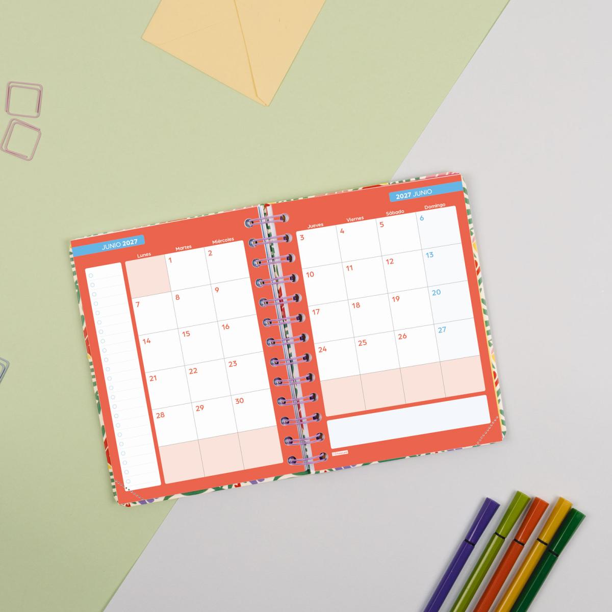 Agenda curso 2026-2027 Cosmo 8º-120x169 mm 1 día página Garden Finocam Multicolor-4
