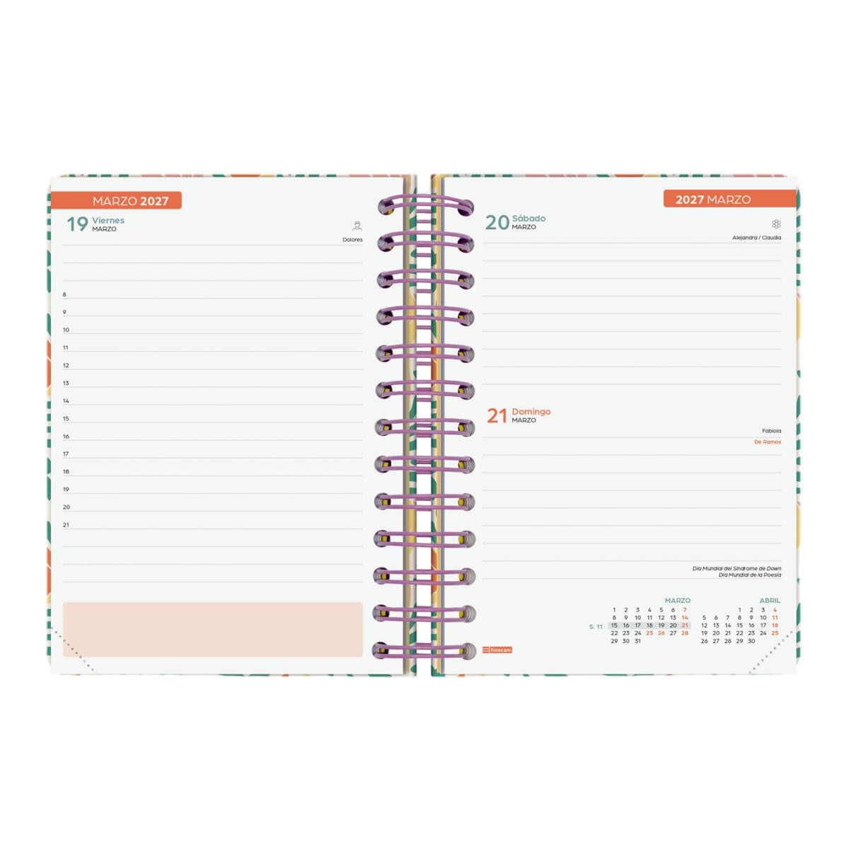 Agenda curso 2026-2027 Cosmo 8º-120x169 mm 1 día página Garden Finocam Multicolor-6