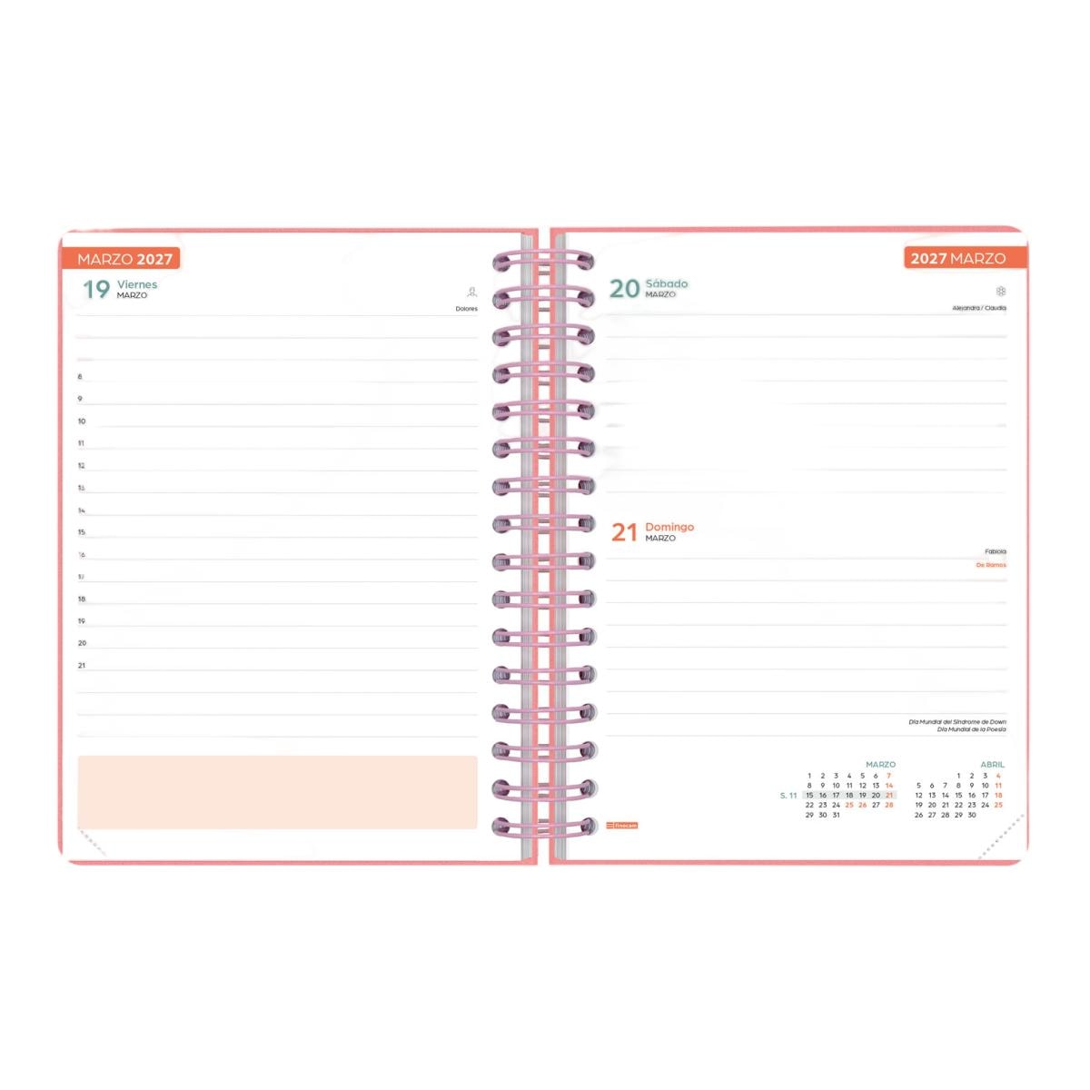 Agenda curso 2026-2027 Cosmo 4º-155x212 mm 1 día página Finocam rojo 6