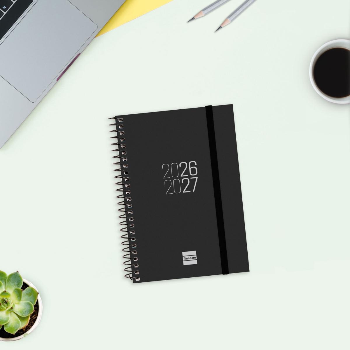 Agenda curso 2026-2027 Espir E8-120x171 mm semana vista horizontal Finocam negro Negro-2