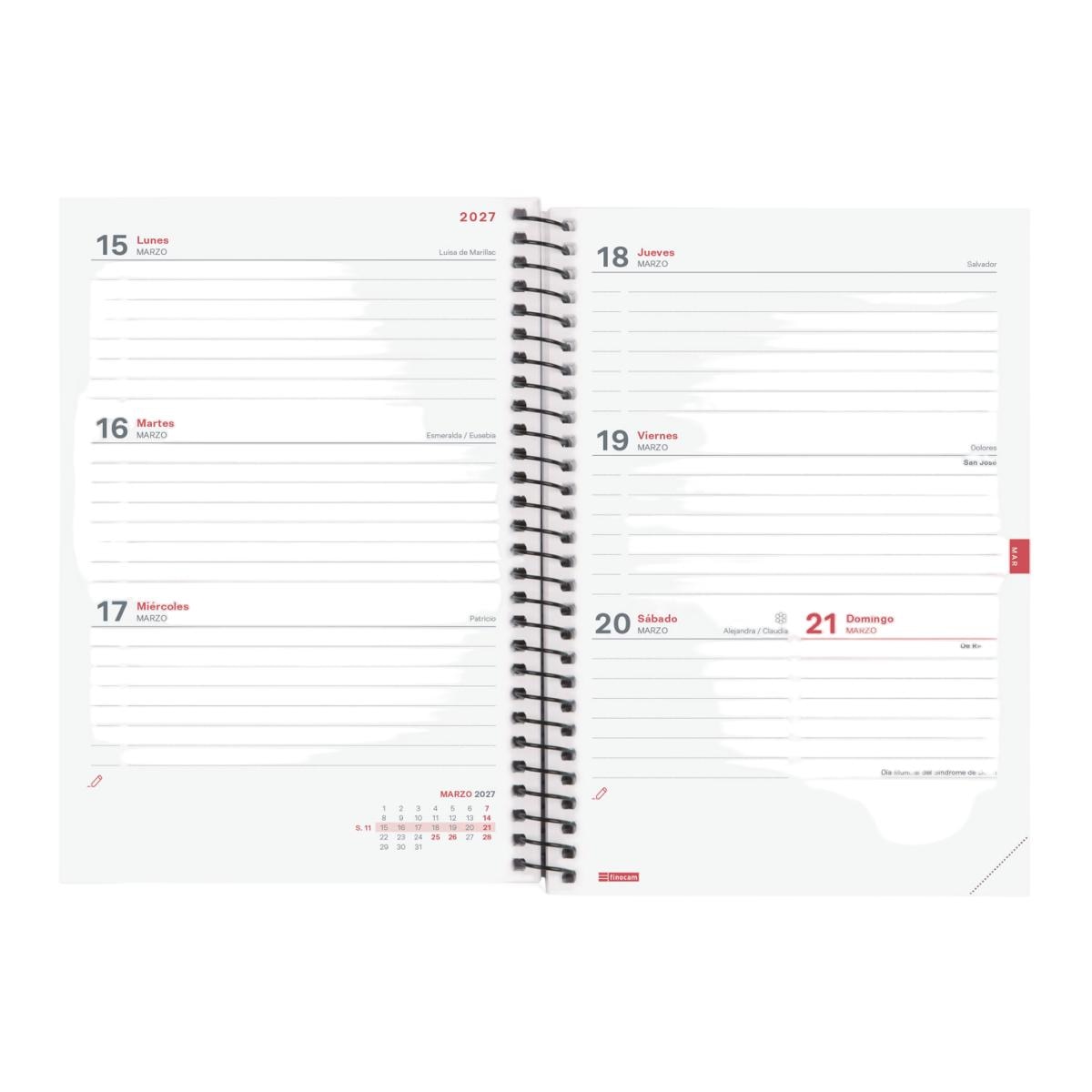 Agenda curso 2026-2027 Espir E8-120x171 mm semana vista horizontal Finocam negro Negro-4