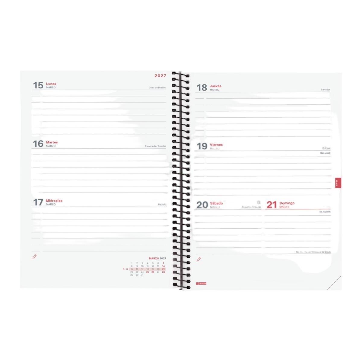 Agenda curso 2026-2027 Espir E10-155x212 mm semana vista horizontal Finocam rojo 4