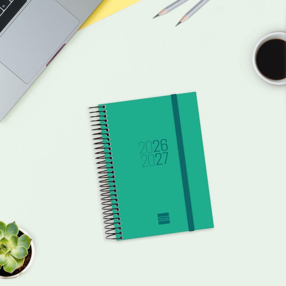 Agenda curso 2026-2027 Espir E8-120x171 mm 1 día página Finocam verde Verde-2