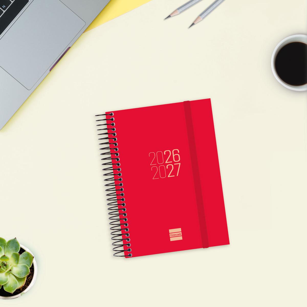 Agenda curso 2026-2027 Espir E8-120x171 mm 1 día página Finocam rojo Rojo-2