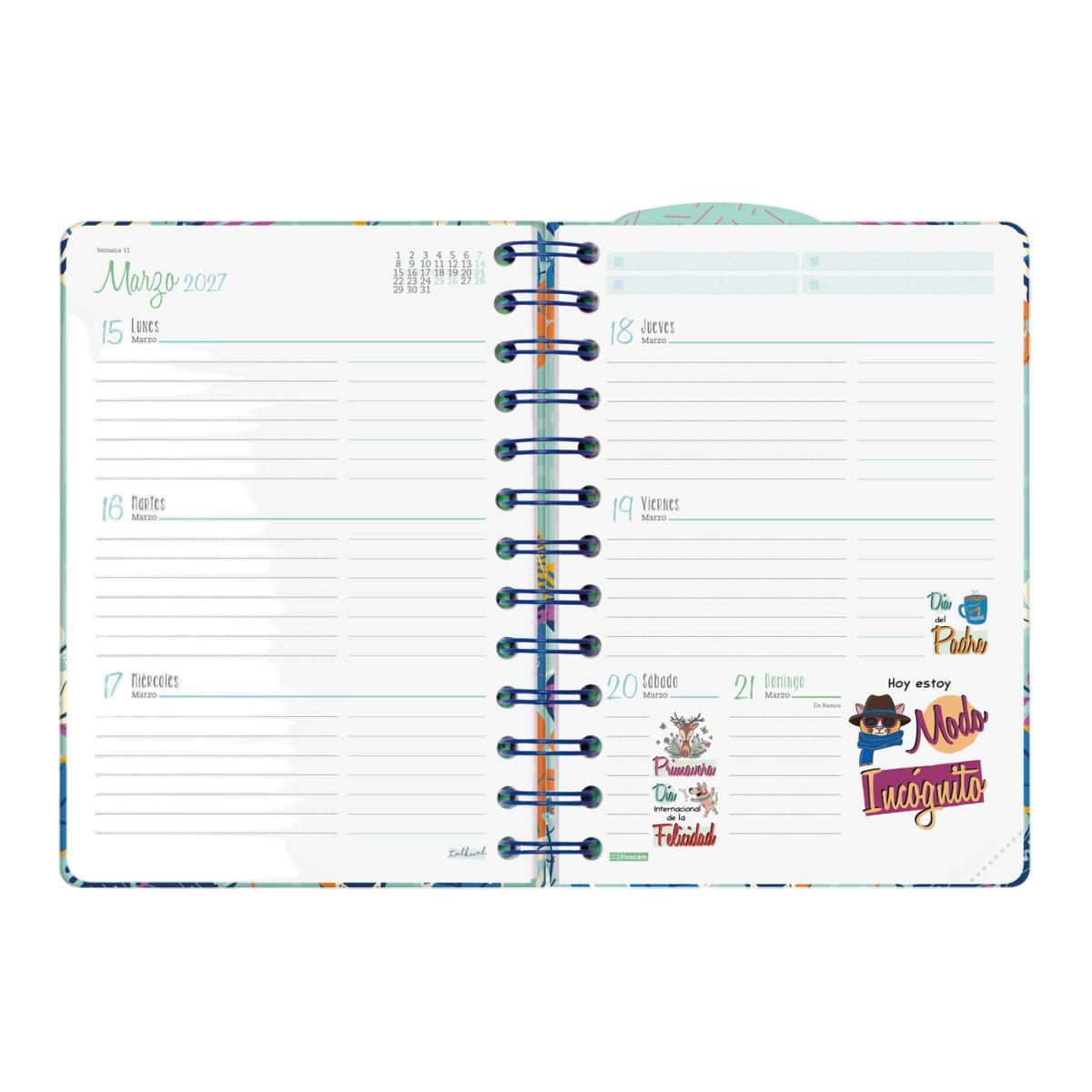 Agenda curso 2026-2027 Talkual 8º-120x169 mm semana vista horizontal Destino Finocam Multicolor-4