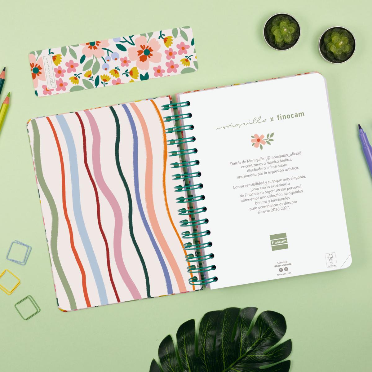 Agenda curso 2026-2027 Moniquilla E10-155x212 mm 1 día página Finocam verde 3