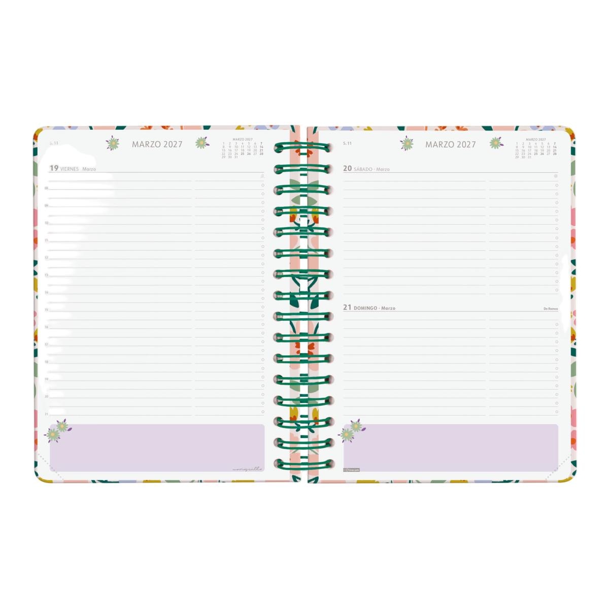 Agenda curso 2026-2027 Moniquilla E10-155x212 mm 1 día página Finocam verde 8