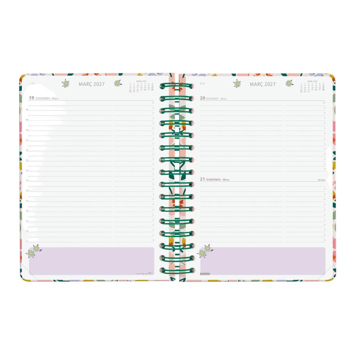 Agenda curso 2026-2027 Moniquilla E10-155x212 mm 1 día página Finocam verde catalán 8