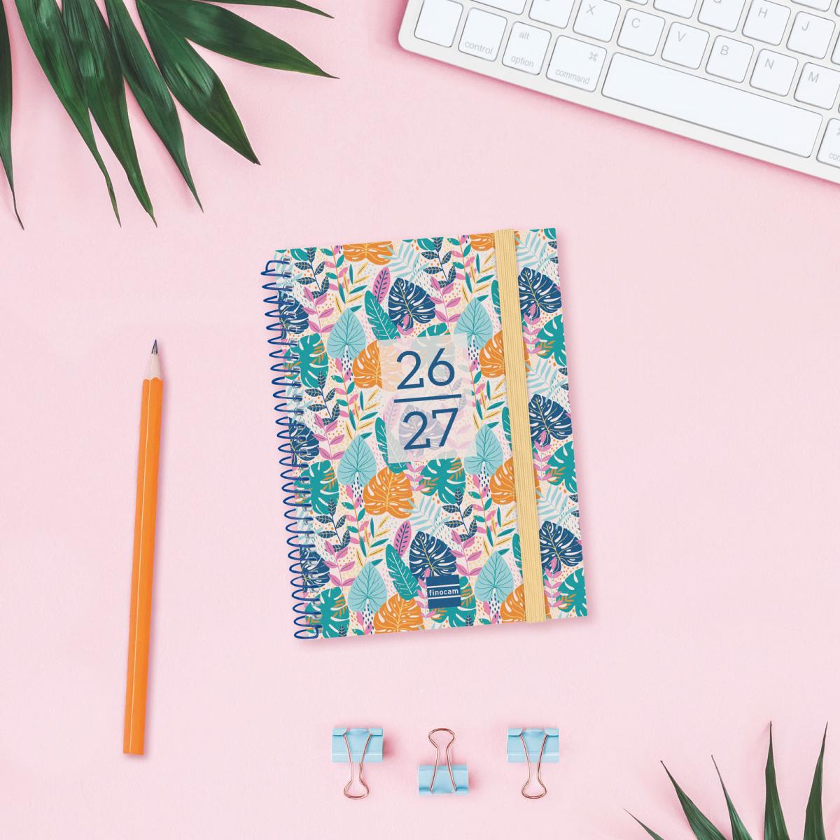 Agenda curso 2026-2027 Secundaria 8º-120x164 mm 1 día página Tropical Finocam euskera multilingüe Multicolor-2