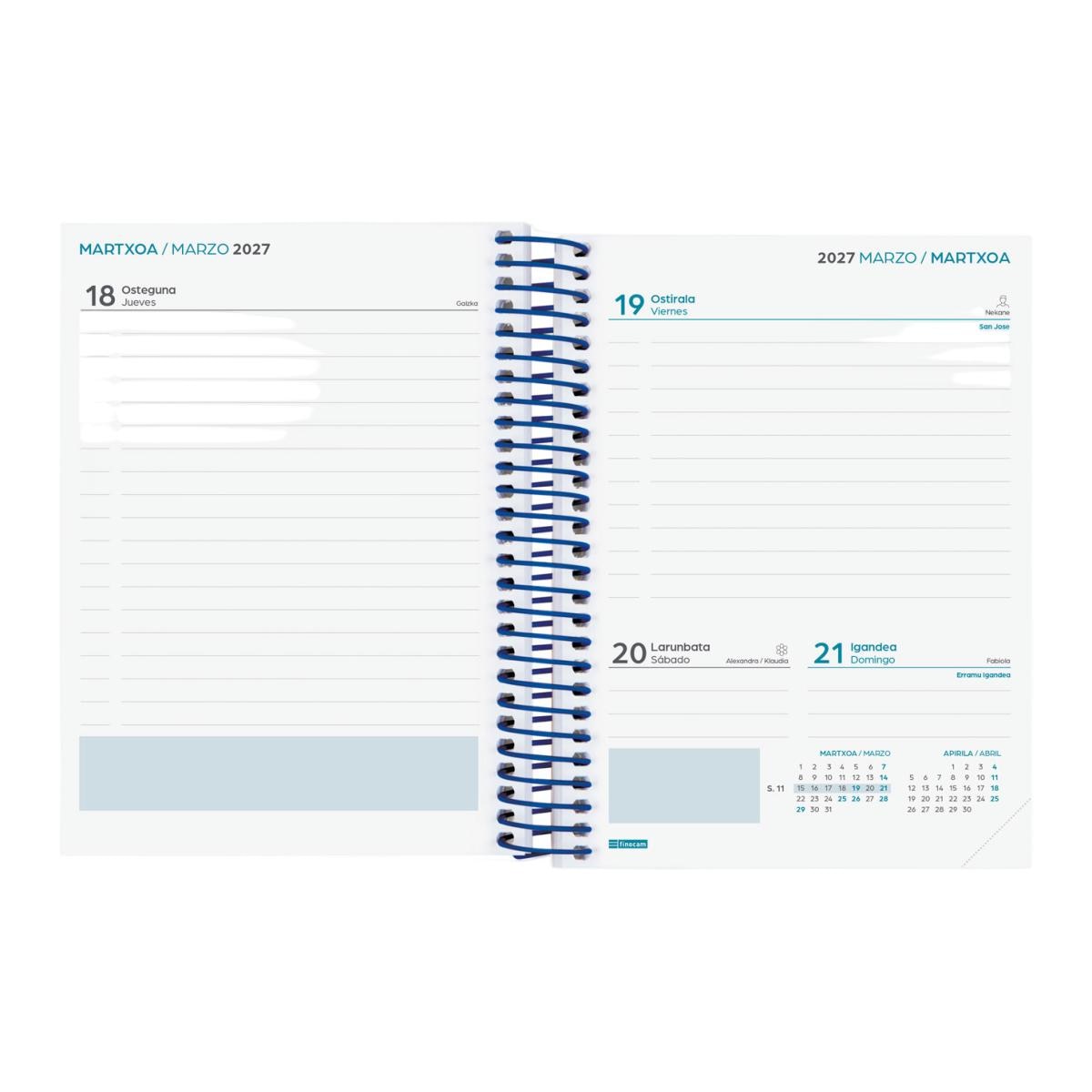 Agenda curso 2026-2027 Secundaria 8º-120x164 mm 1 día página Tropical Finocam euskera multilingüe Multicolor-5