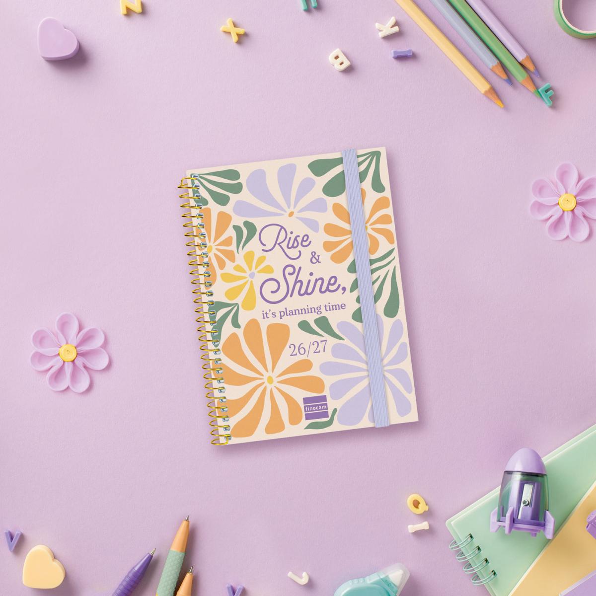 Agenda curso 2026-2027 Secundaria 8º-120x164 mm 1 día página Shine Finocam euskera multilingüe Multicolor-2