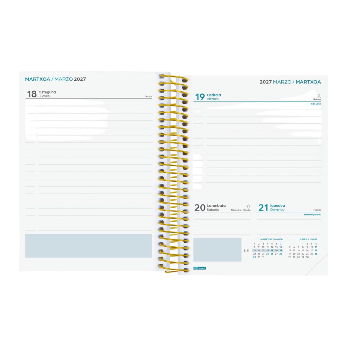 Agenda curso 2026-2027 Secundaria 8º-120x164 mm 1 día página Shine Finocam euskera multilingüe Multicolor-5