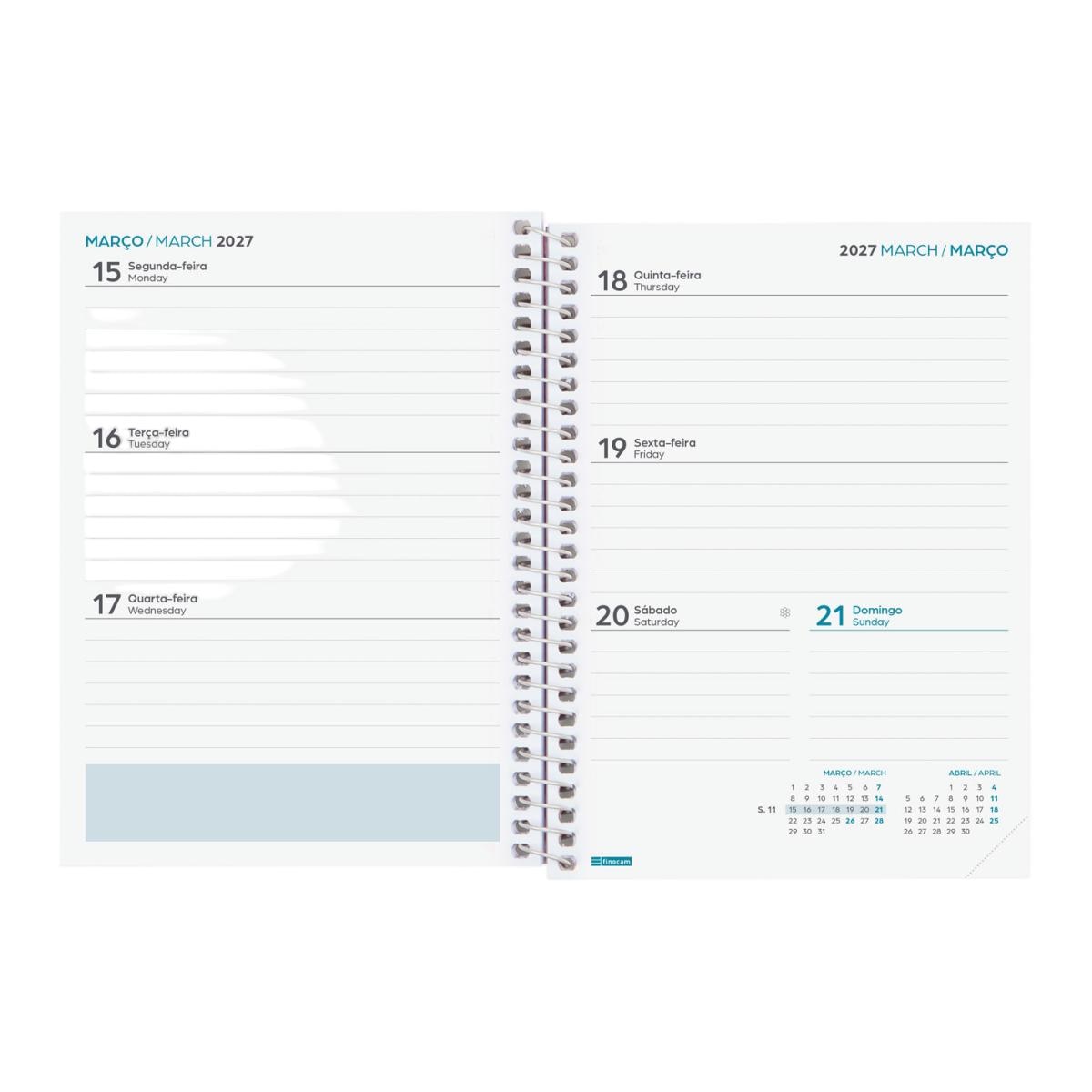 Agenda Escolar 2026-2027 Gamma 8º-120x164 mm Vista Semanal Horizontal Fiori Português Multilingue Multicolor-4