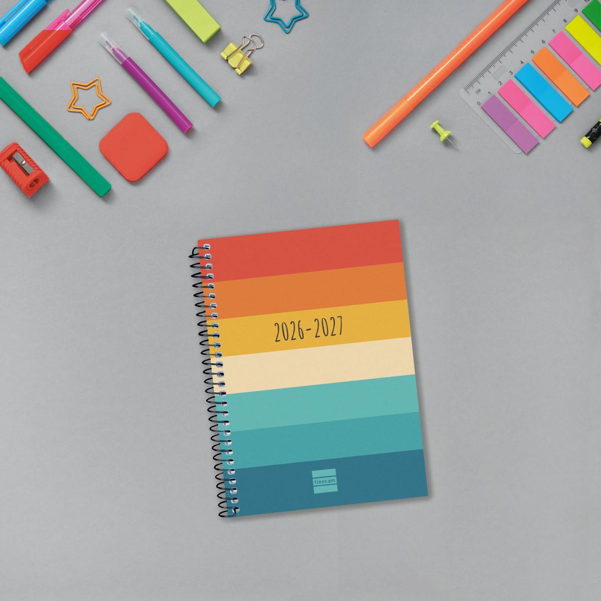 Agenda Curso 2026-2027 Gamma 8º-120x164 mm Vista Semanal Horizontal Colors Portugués Multilingüe Multicolor-2