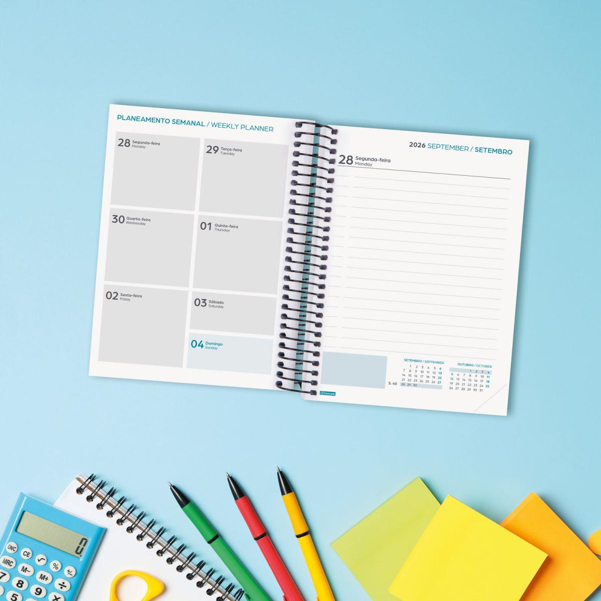 Agenda Curso 2026-2027 Gamma 8º-120x164 mm 1 Día por Página Portugués Multilingüe - Preto Preto-3