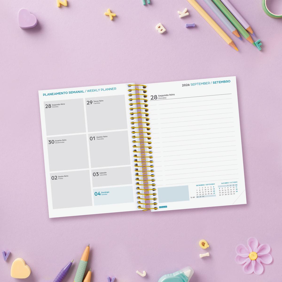 Agenda Curso 2026-2027 Gamma 8º-120x164 mm 1 Día por Página Shine Portugués Multilingüe Multicolor-3