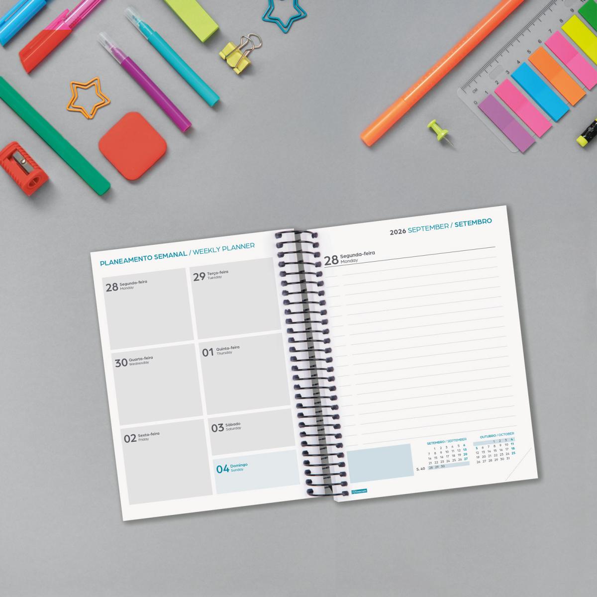 Agenda Curso 2026-2027 Gamma 8º-120x164 mm 1 Dia por Página Colors Portugués Multilingüe Multicolor-3