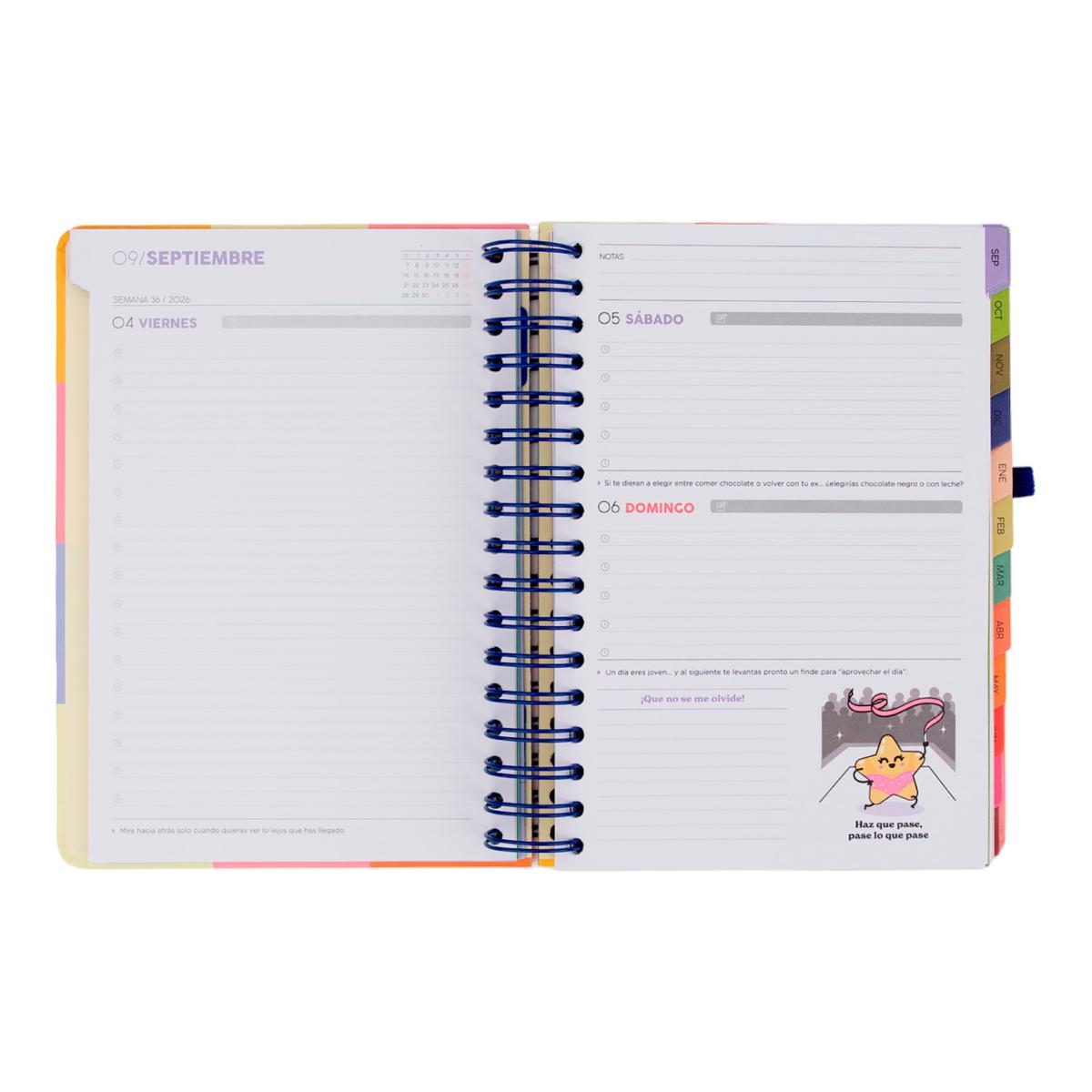 Agenda Escolar Mr. Wonderful 2026 2027 vista diaria. La pausa perfecta 8