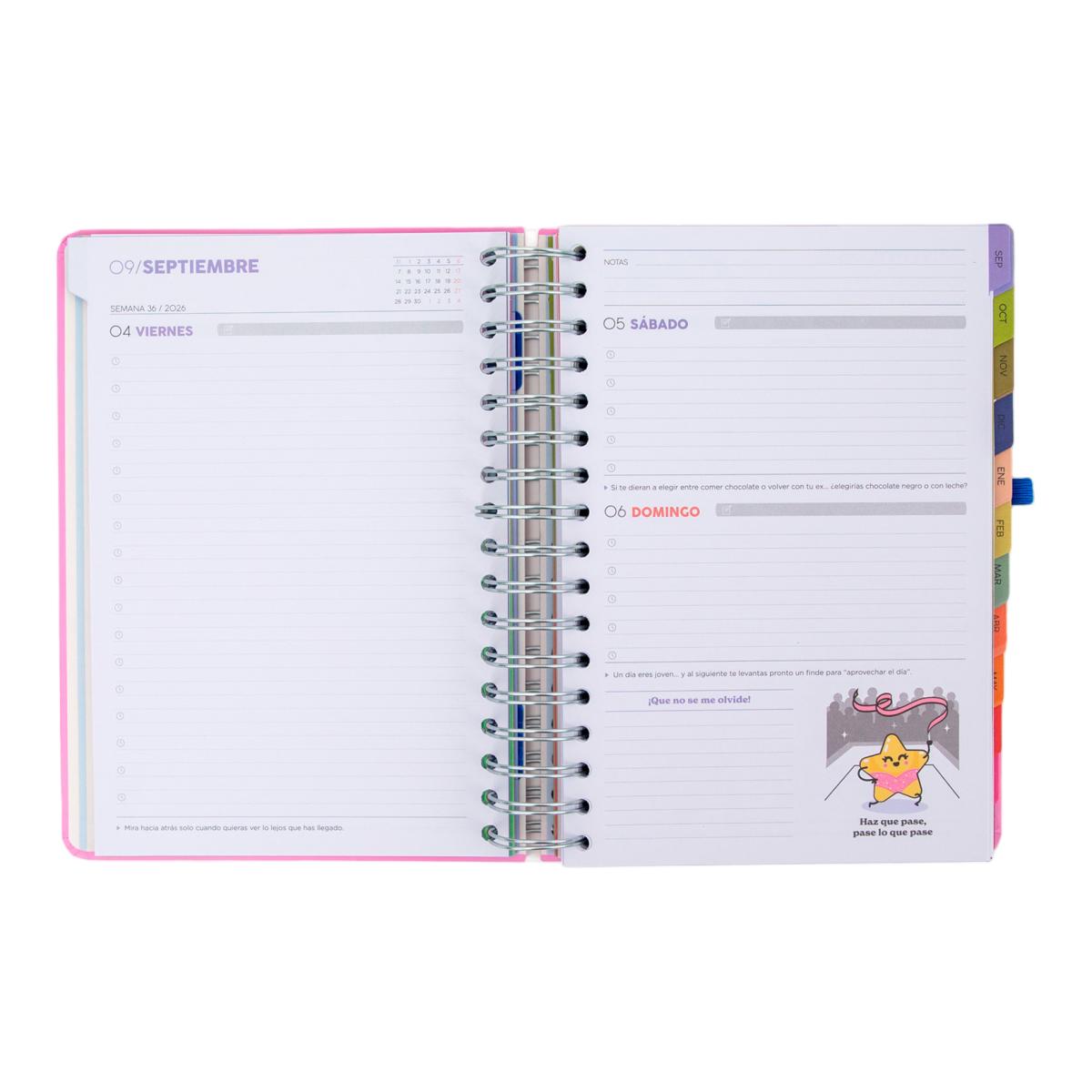 Agenda Escolar Mr. Wonderful 2026 2027 vista diaria. Si la vida te da limones 8