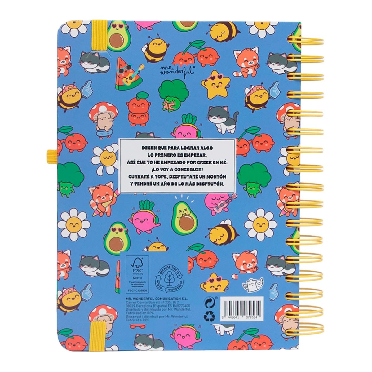 Agenda Escolar Mr. Wonderful 2026 2027 vista diaria. En mi mundo 2