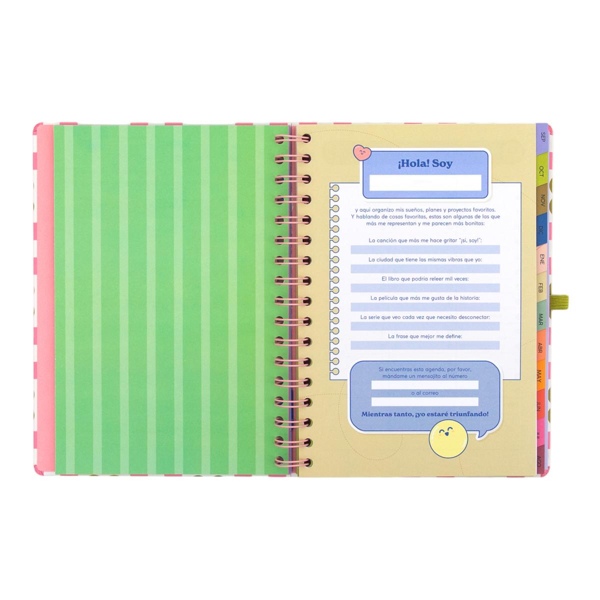 Agenda Escolar Mr. Wonderful 2026 2027 vista semanal. Vive hoy, planea siempre 5