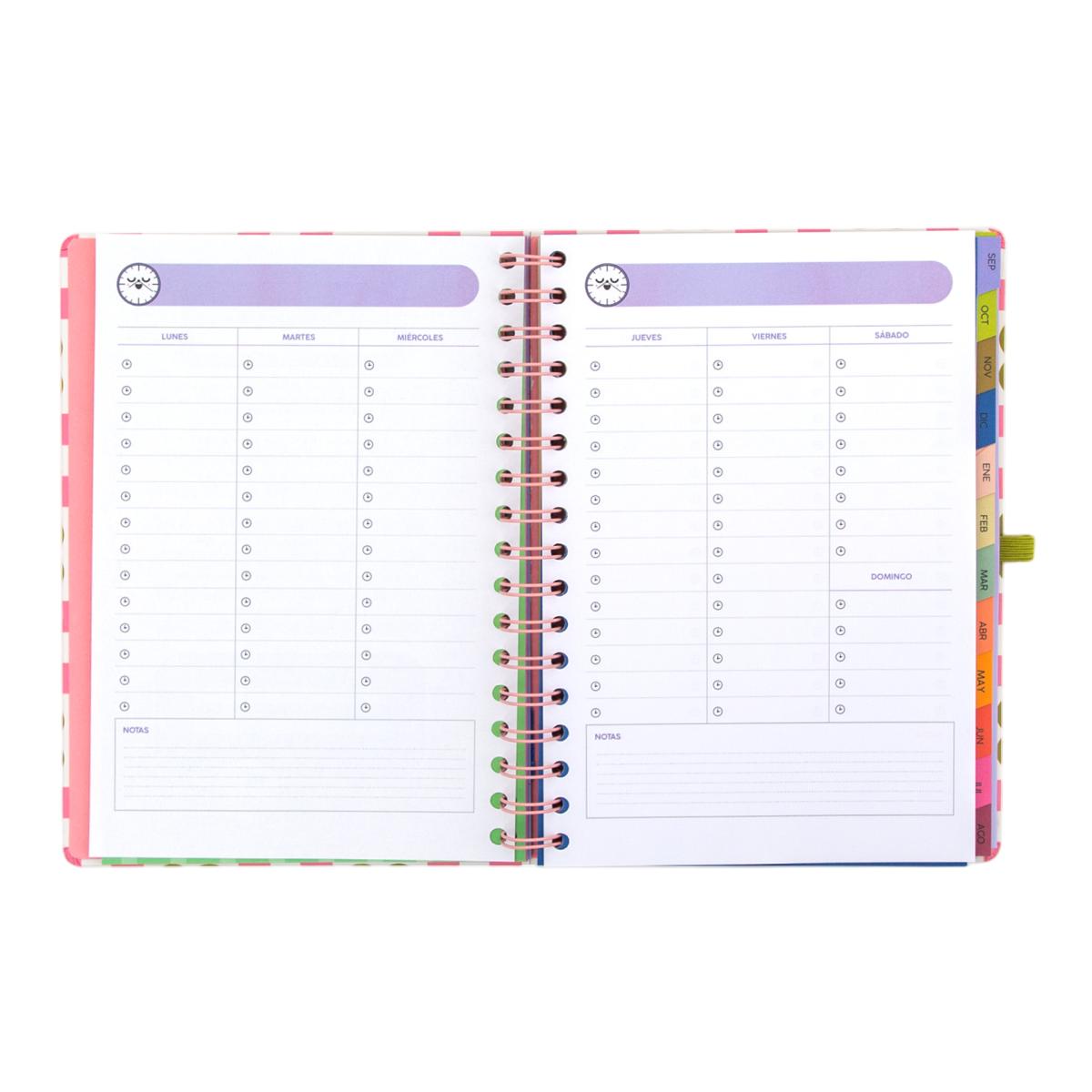 Agenda Escolar Mr. Wonderful 2026 2027 vista semanal. Vive hoy, planea siempre 6