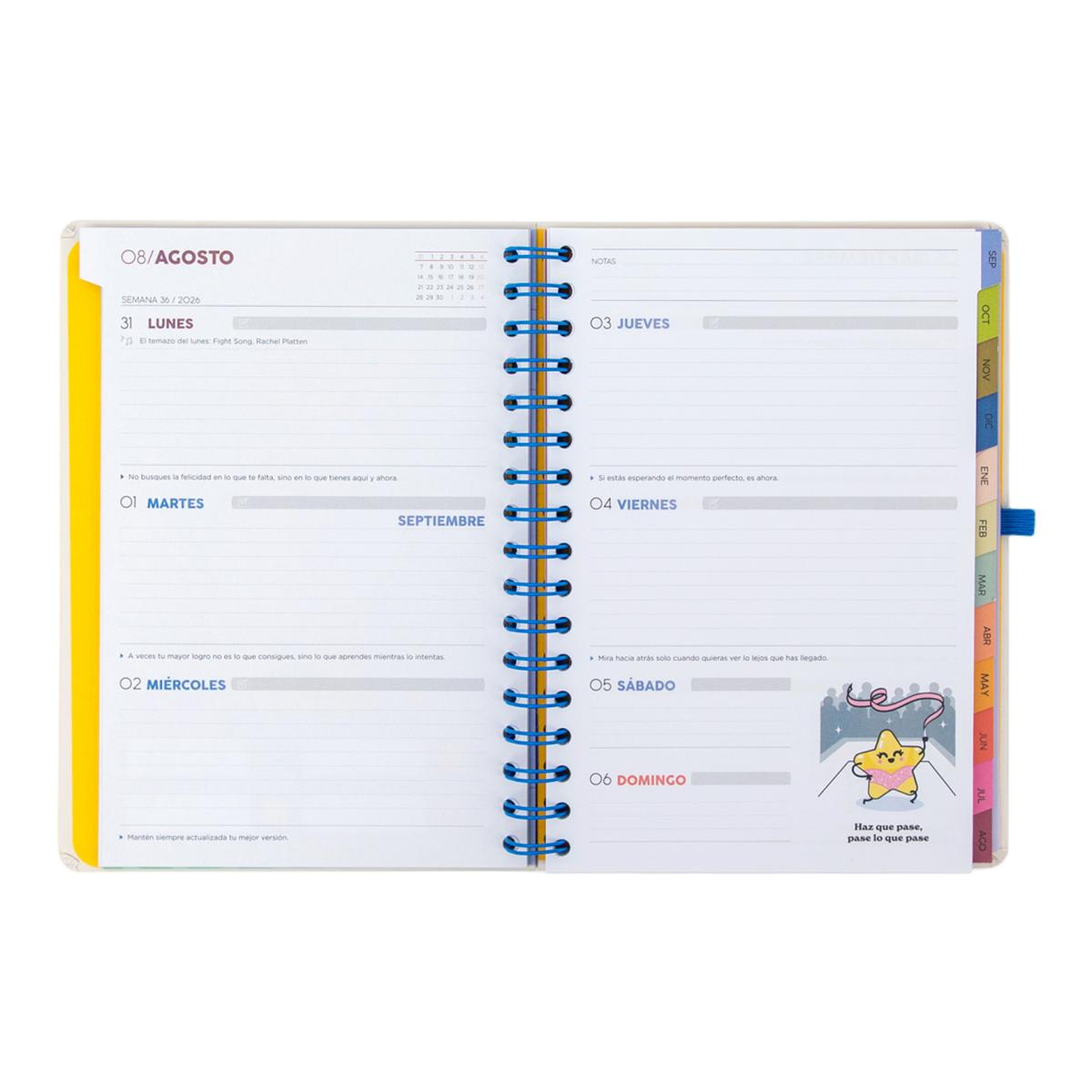 Agenda Escolar Mr. Wonderful 2026 2027 vista semanal. Ready 8