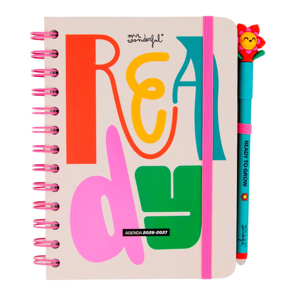 Set Agenda Escolar Mr. Wonderful 2026 2027 con 3 Bo-Bo's, pequeña, vista semanal. Ready 5