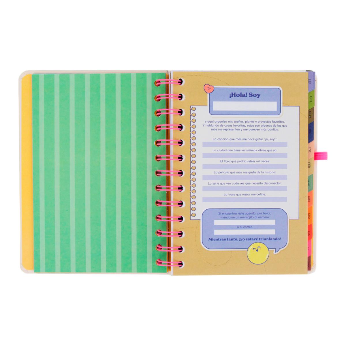 Set Agenda Escolar Mr. Wonderful 2026 2027 con 3 Bo-Bo's, pequeña, vista semanal. Ready 7