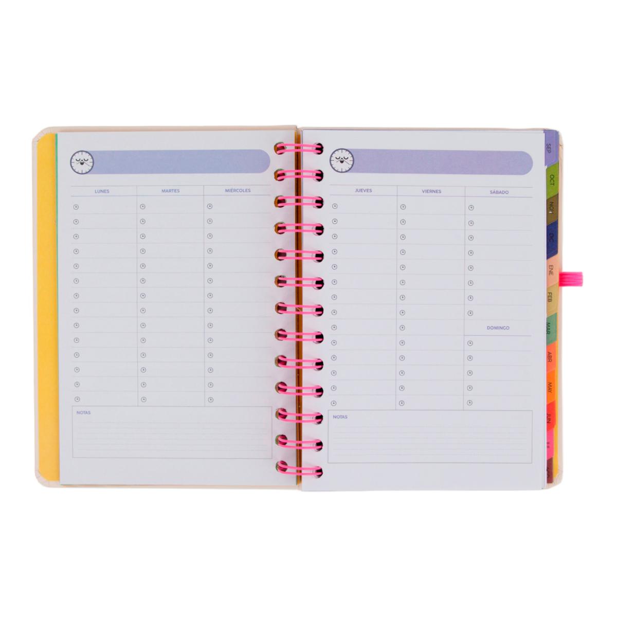 Set Agenda Escolar Mr. Wonderful 2026 2027 con 3 Bo-Bo's, pequeña, vista semanal. Ready 8