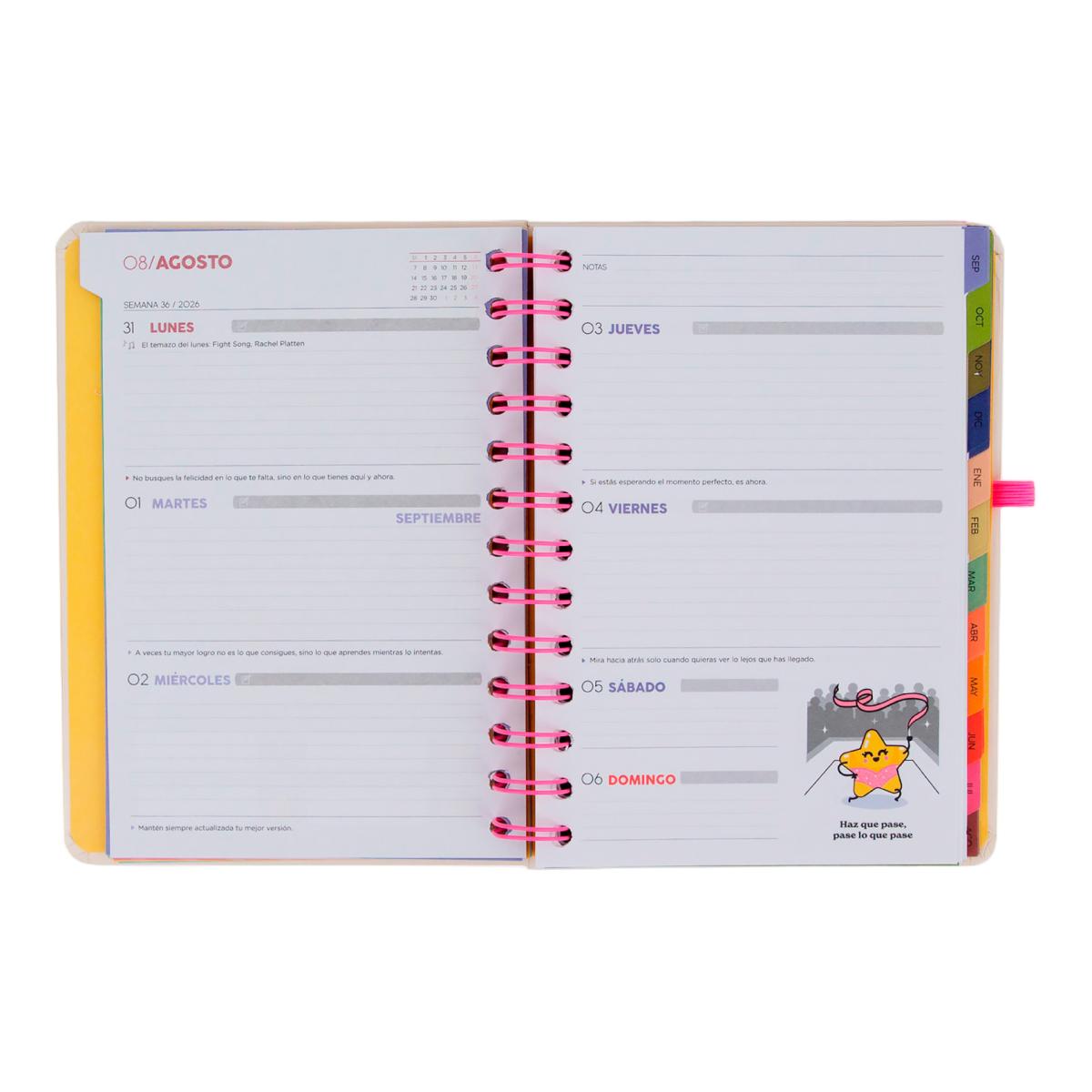 Set Agenda Escolar Mr. Wonderful 2026 2027 con 3 Bo-Bo's, pequeña, vista semanal. Ready 9