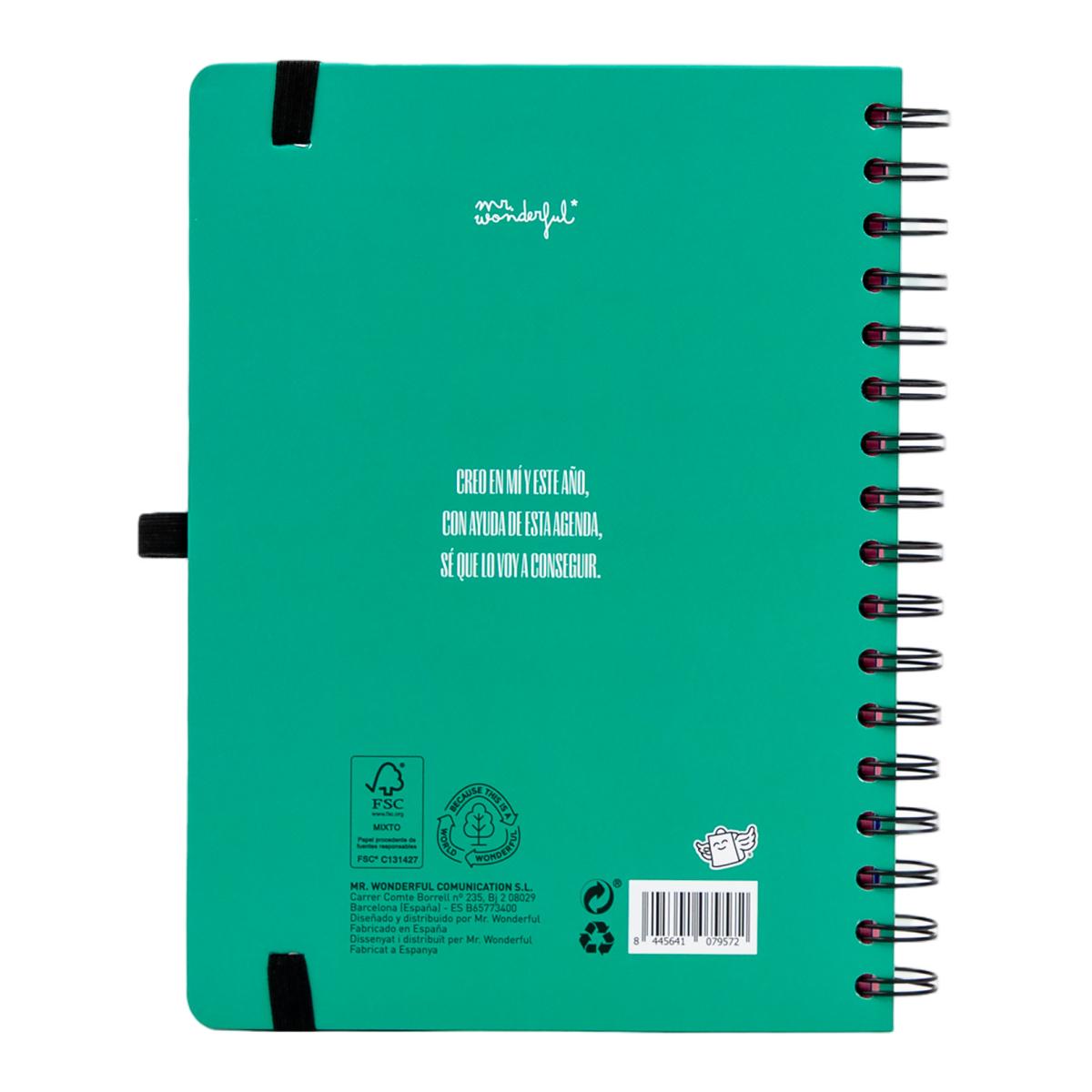 Agenda Escolar Mr. Wonderful 2026 2027, 18 meses, vista semanal. Sueña fuerte, vive libre 2