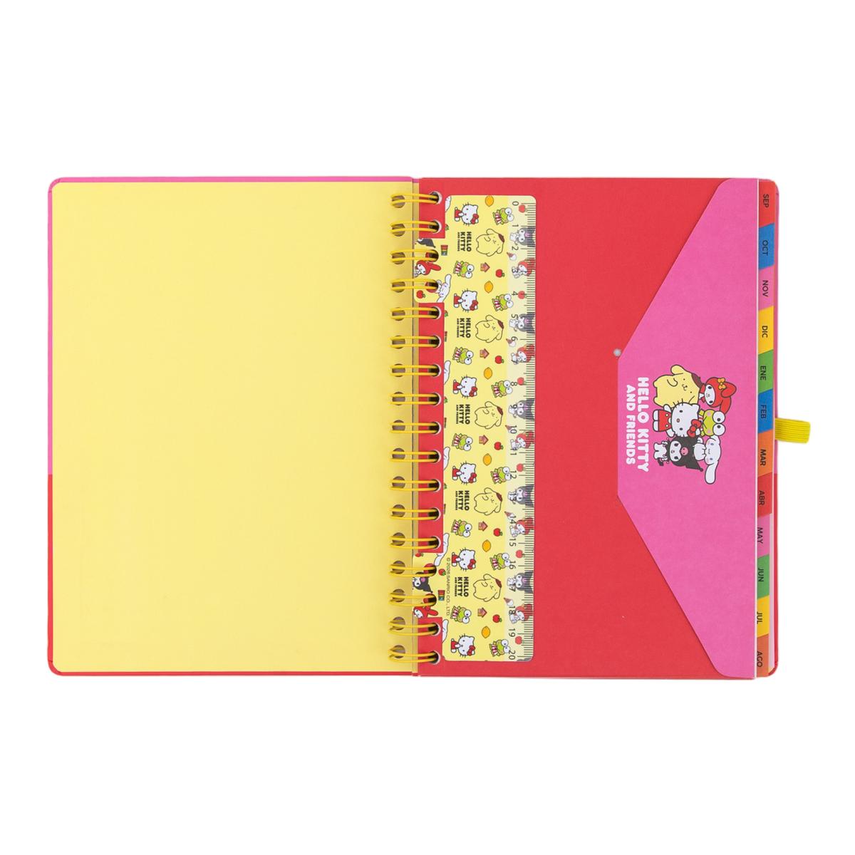 Agenda Escolar 2026 2027 Hello Kitty & Friends Mr. Wonderful, vista semanal. Somos el mejor equipo 3