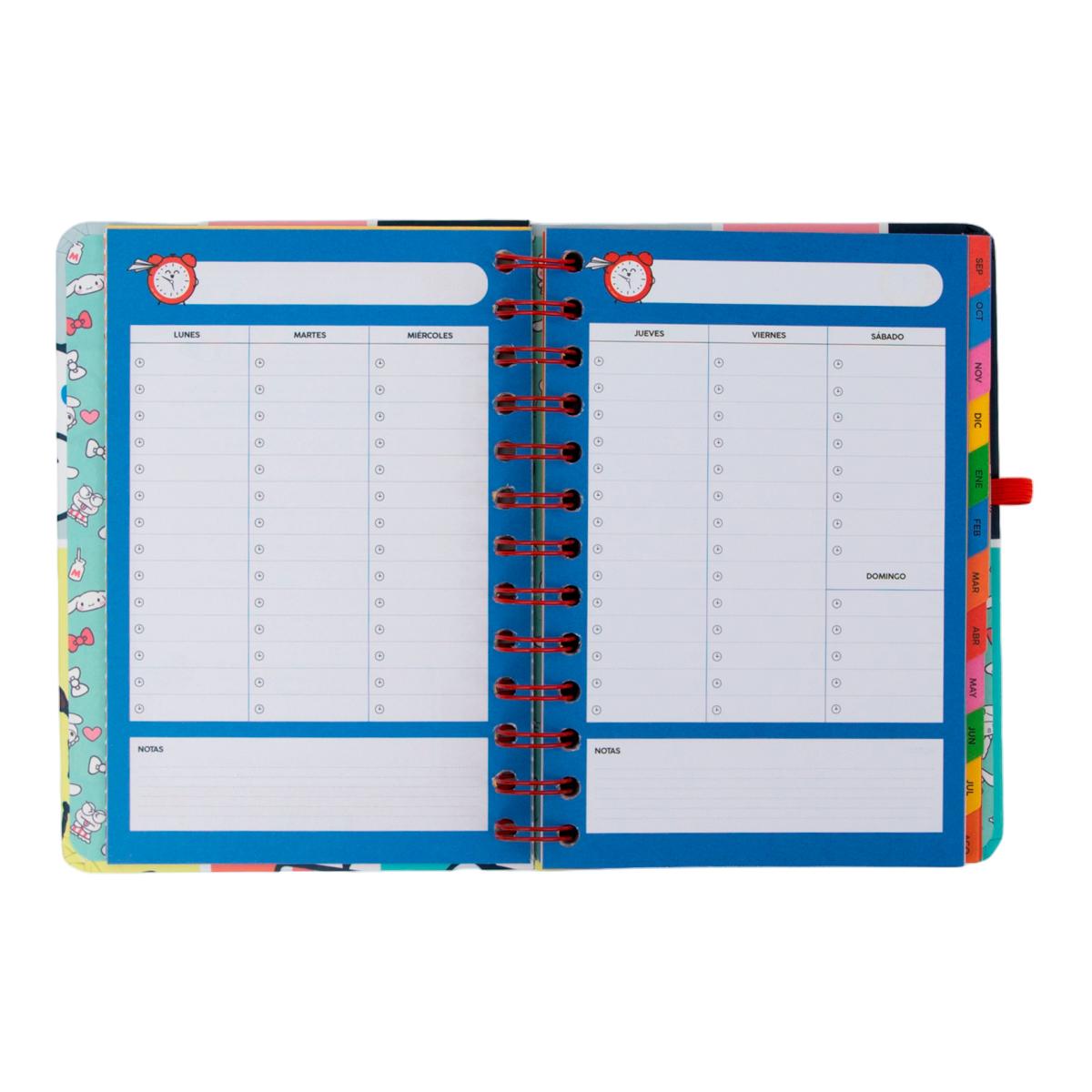 Set Agenda Escolar 2026 2027 Hello Kitty & Friends Mr. Wonderful con 3 Bo-Bo's. Pequeña, vista semanal. Somos el mejor equipo 8