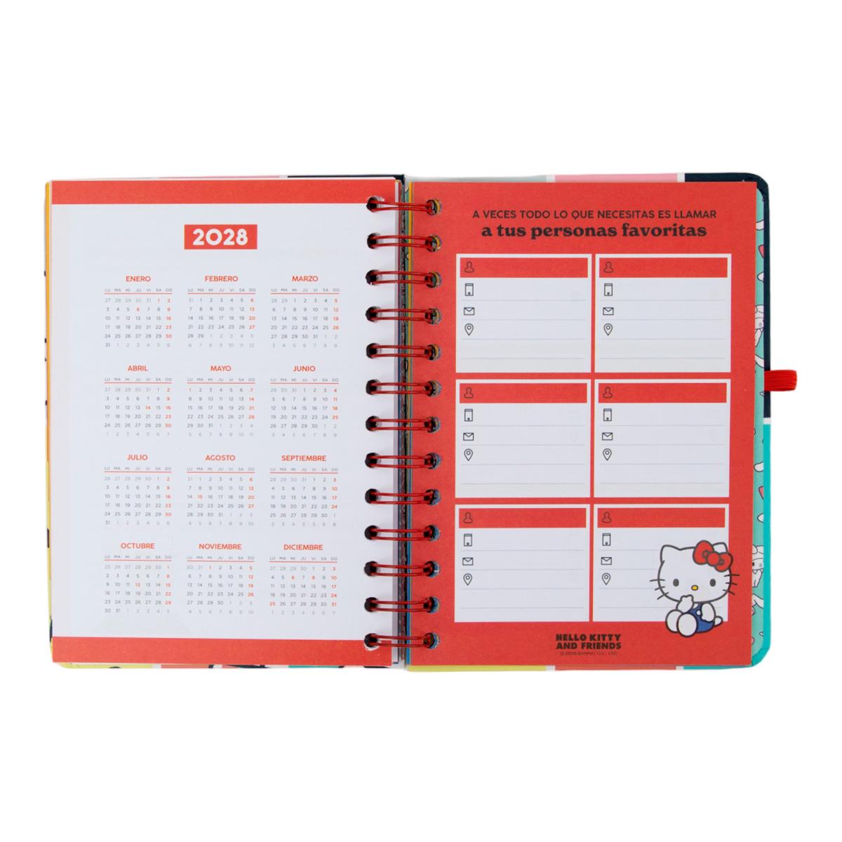Set Agenda Escolar 2026 2027 Hello Kitty & Friends Mr. Wonderful con 3 Bo-Bo's. Pequeña, vista semanal. Somos el mejor equipo 11