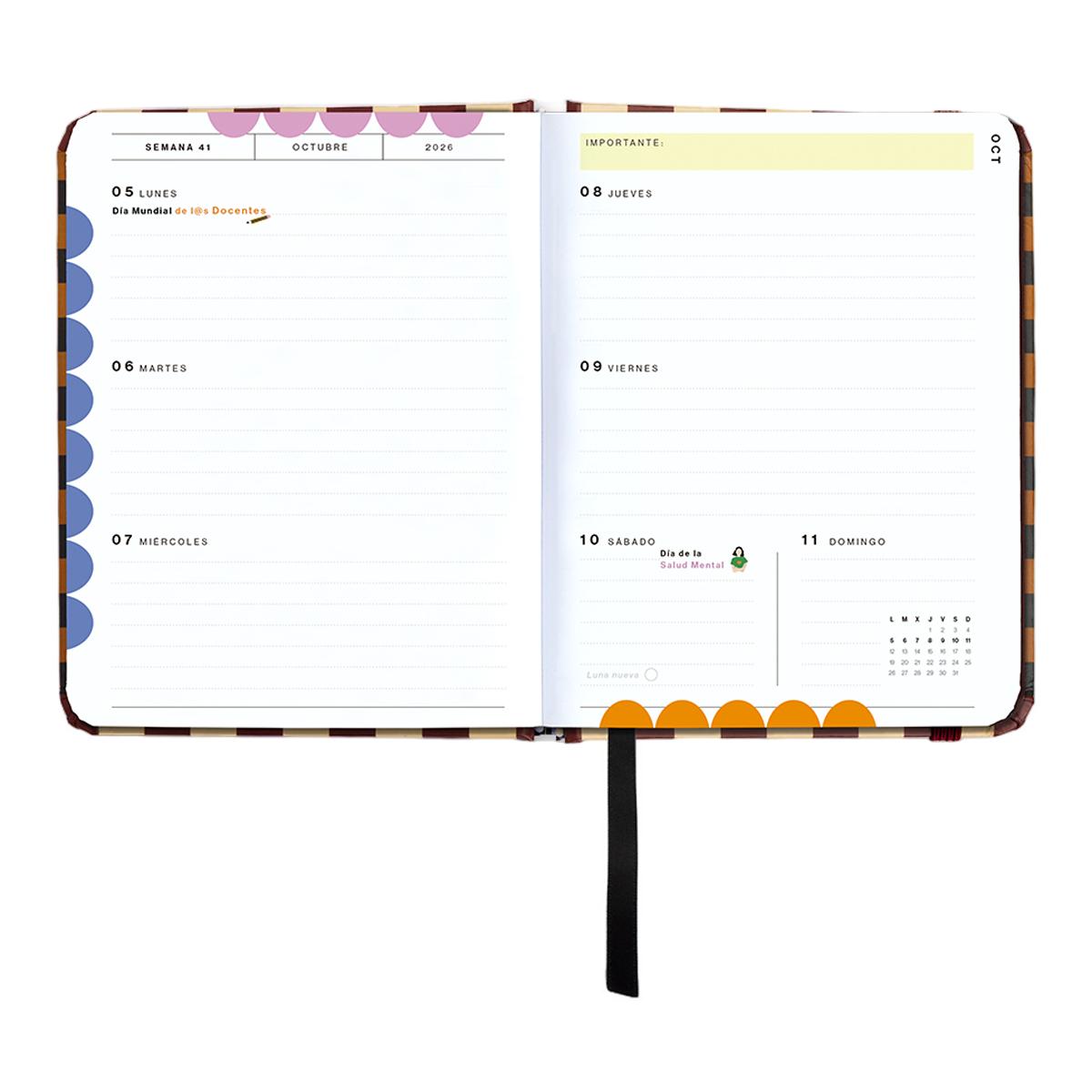 Agenda Escolar 11 Meses 2026-2027 128x154 mm Mini Vista Semanal Universo UO Espanhol Multicolor-15
