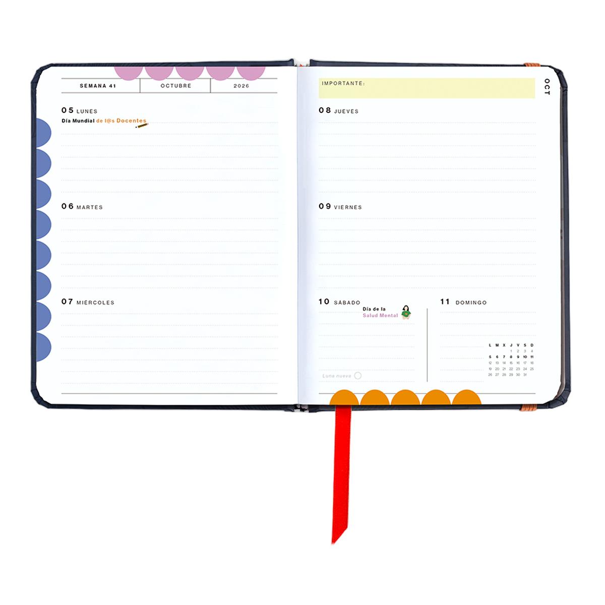 Agenda Escolar 11 Meses 2026-2027 128x154 mm Mini Vista Semana Kyoto UO Espanhol Multicolor-15