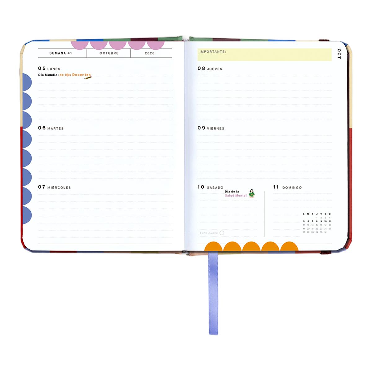 Agenda Escolar 11 Meses 2026-2027 128x154 mm Mini Vista Semanal Copenhague UO Espanhol Multicolor-15