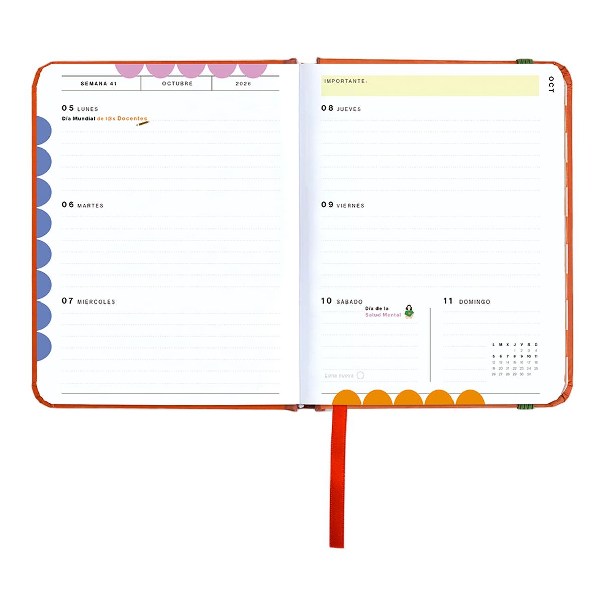 Agenda Escolar 11 Meses 2026-2027 128x154 mm Mini Vista Semanal Sunset UO Espanhol Multicolor-15
