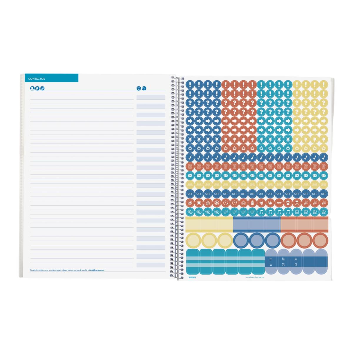 Cuaderno-agenda del docente 230x310 mm semana página Finocam Azul-6