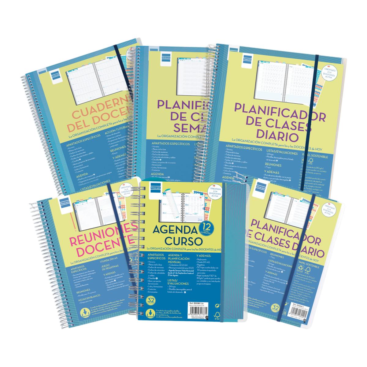 Planificador de clases diario para el docente 1/4 - 155x212 mm 1 día página Finocam Azul-9