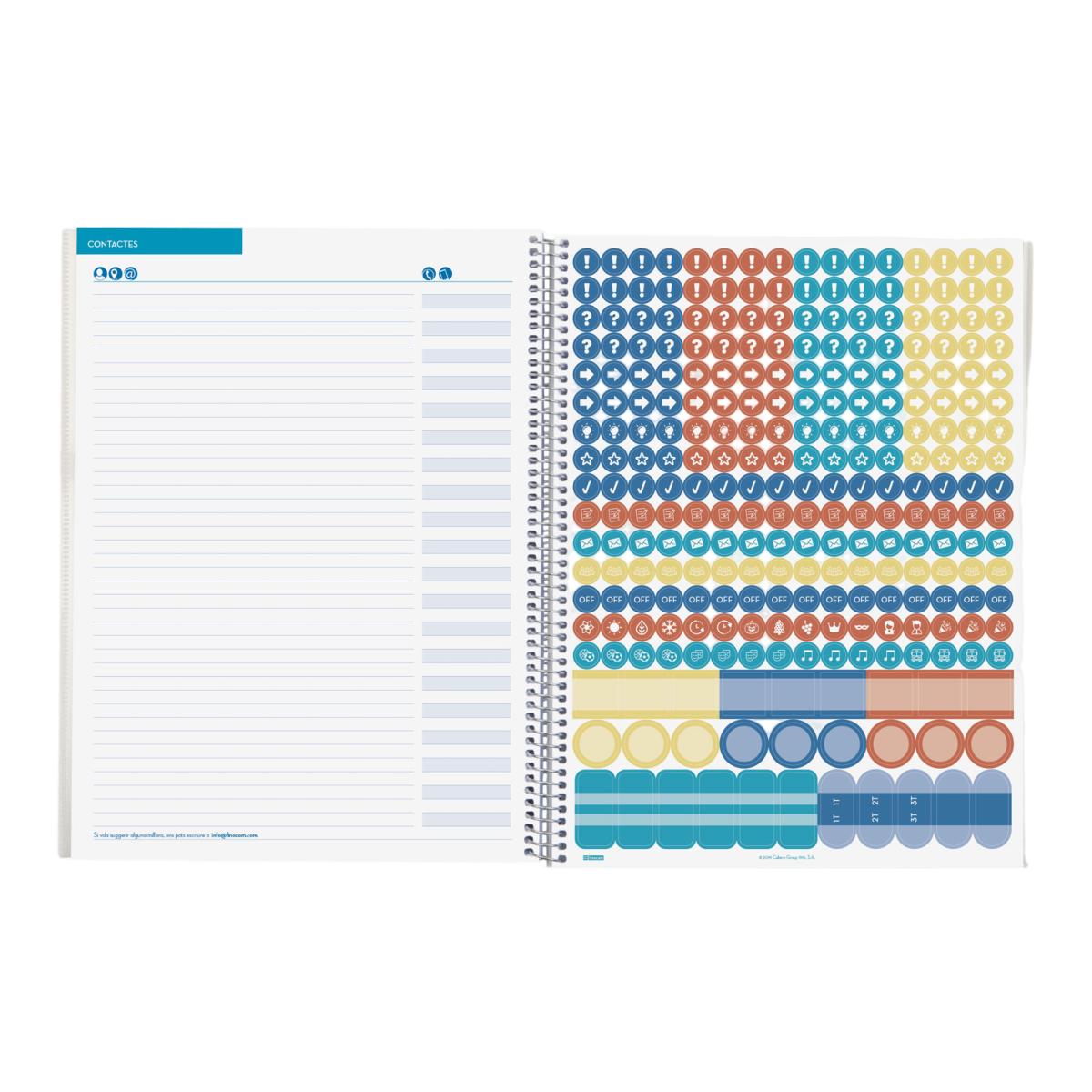 Cuaderno-agenda del docente 230x310 mm semana página Finocam catalán Azul-6
