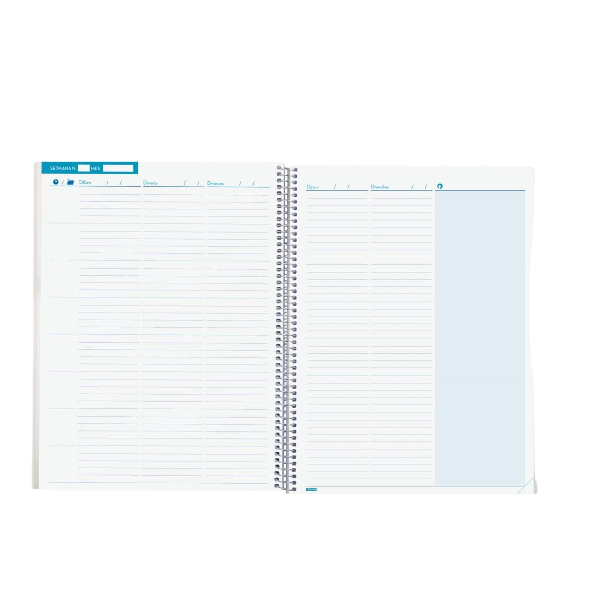 Planificador de clases semanal para el docente 230x310 mm semana vista vertical Finocam catalán Azul-3