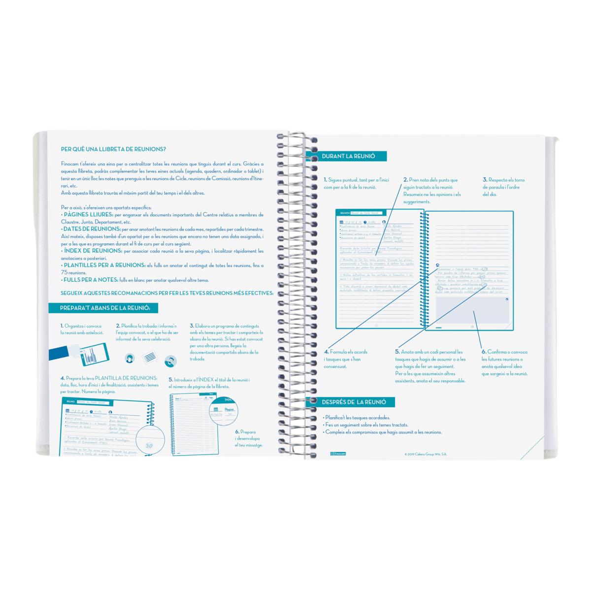 Libreta de reuniones para el docente 1/4 - 155x212 mm Finocam catalán Azul-4