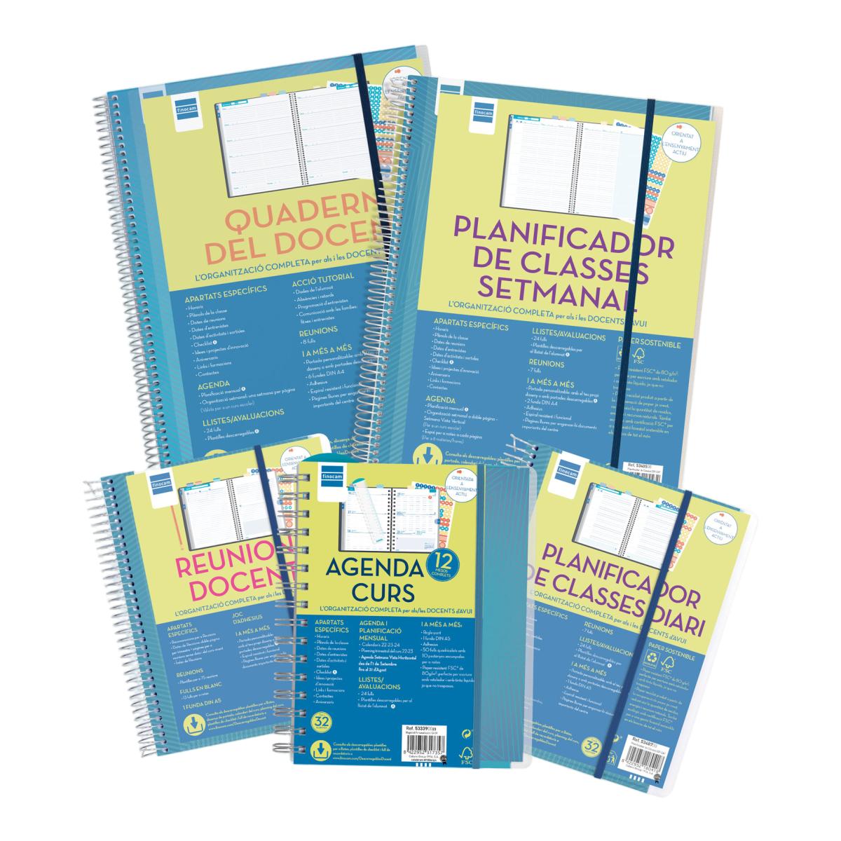 Libreta de reuniones para el docente 1/4 - 155x212 mm Finocam catalán Azul-11