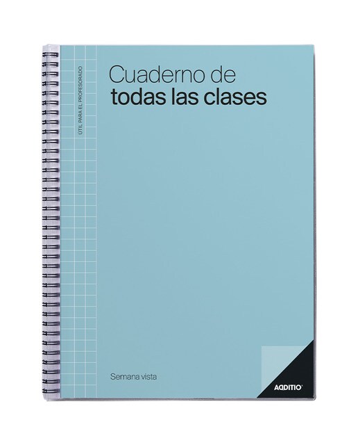 Caderno todas as aulas à vista semana, tamanho 24 x 31 cm, Additio, azul, inglês, espanhol Azul-1